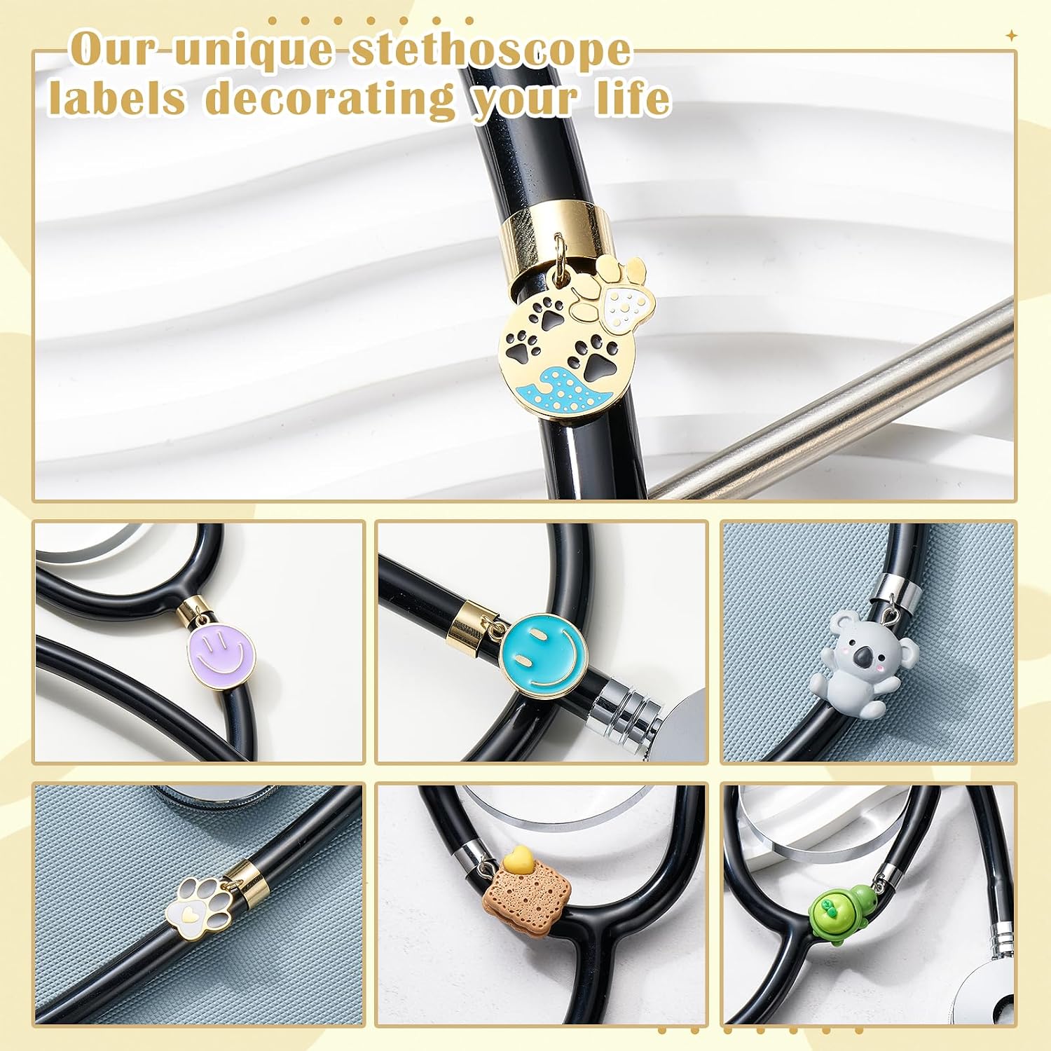 6 Pcs Alloy Stethoscope Charms Personalized Stethoscope Jewelry Unique Gifts for Nursing Students Doctor Surgeons Veterinarians and Medical Assistant(Paw)