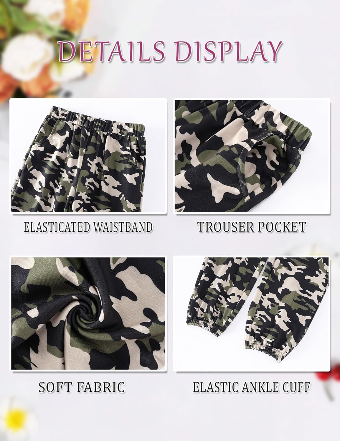 Girls' Clothing Sets Knit Crew Neck Twist Front Tops and Camo Elastic Waist Pants Girls Clothes - Image 7