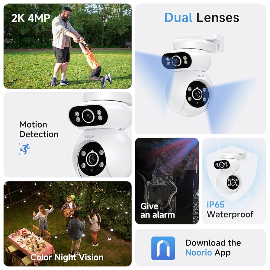 Amazon.com : Noorio Dual Lens 2K Security Camera Outdoor