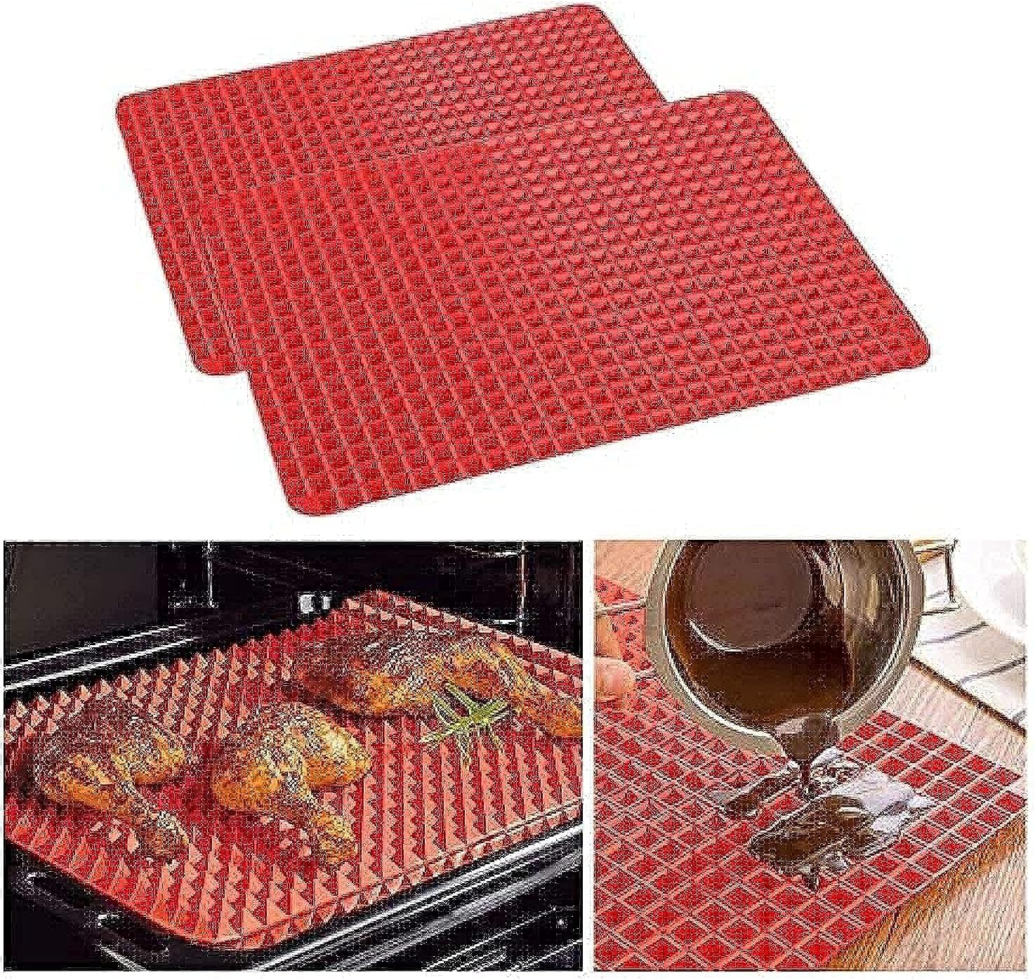 Pyramid Pan Non Stick Fat Reducing Silicone Baking Mat Oven Cooking Baking Tray Sheets (2pcs)