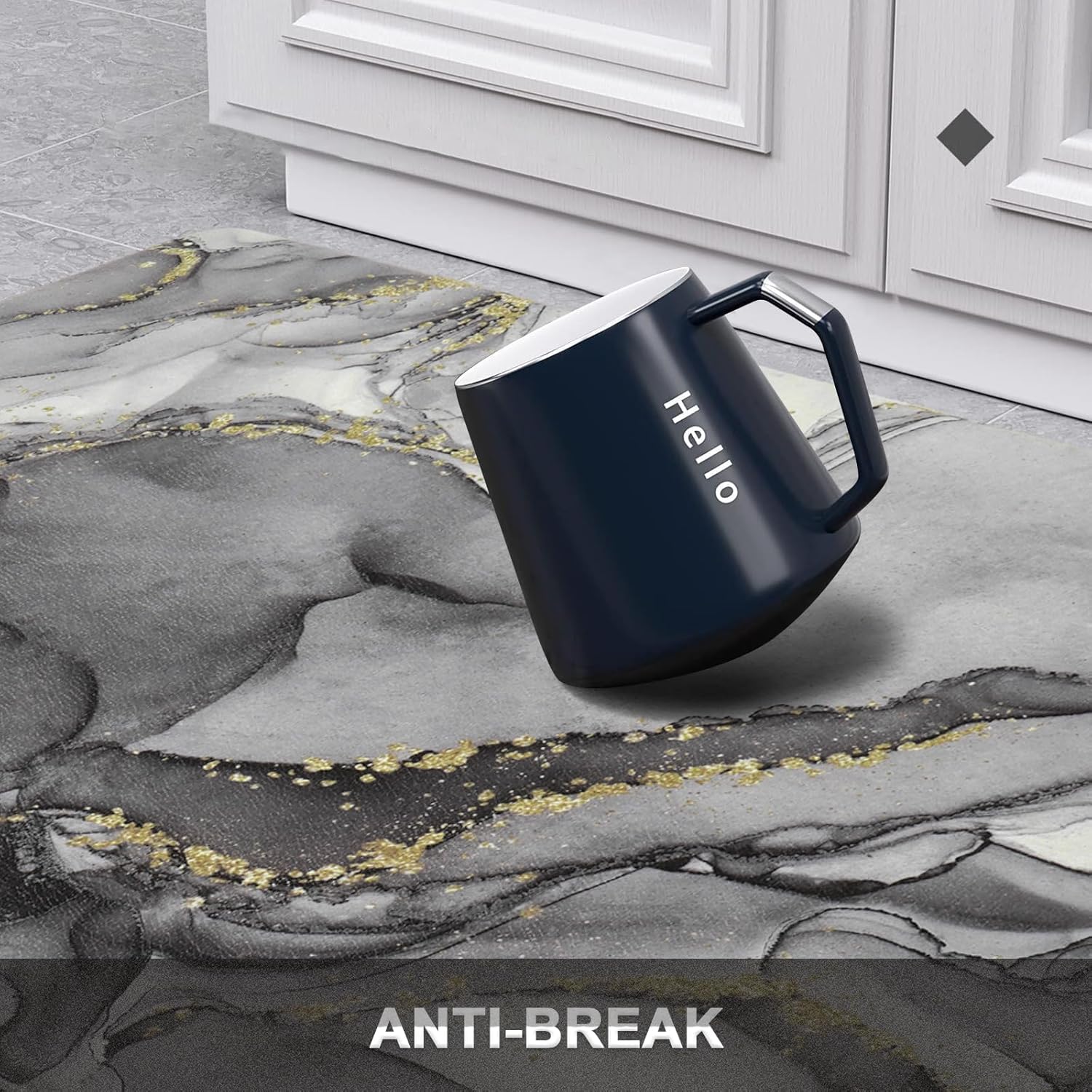 ASPMIZ Gray Marble Kitchen Mats for Floor 3 Piece Set, Modern Waterproof Kitchen Mats Cushioned Anti Fatigue, Memory Foam Kitchen Rugs Non Slip Washable Comfort Mats 18"x 30" + 18" x 48" + 18" x 60"