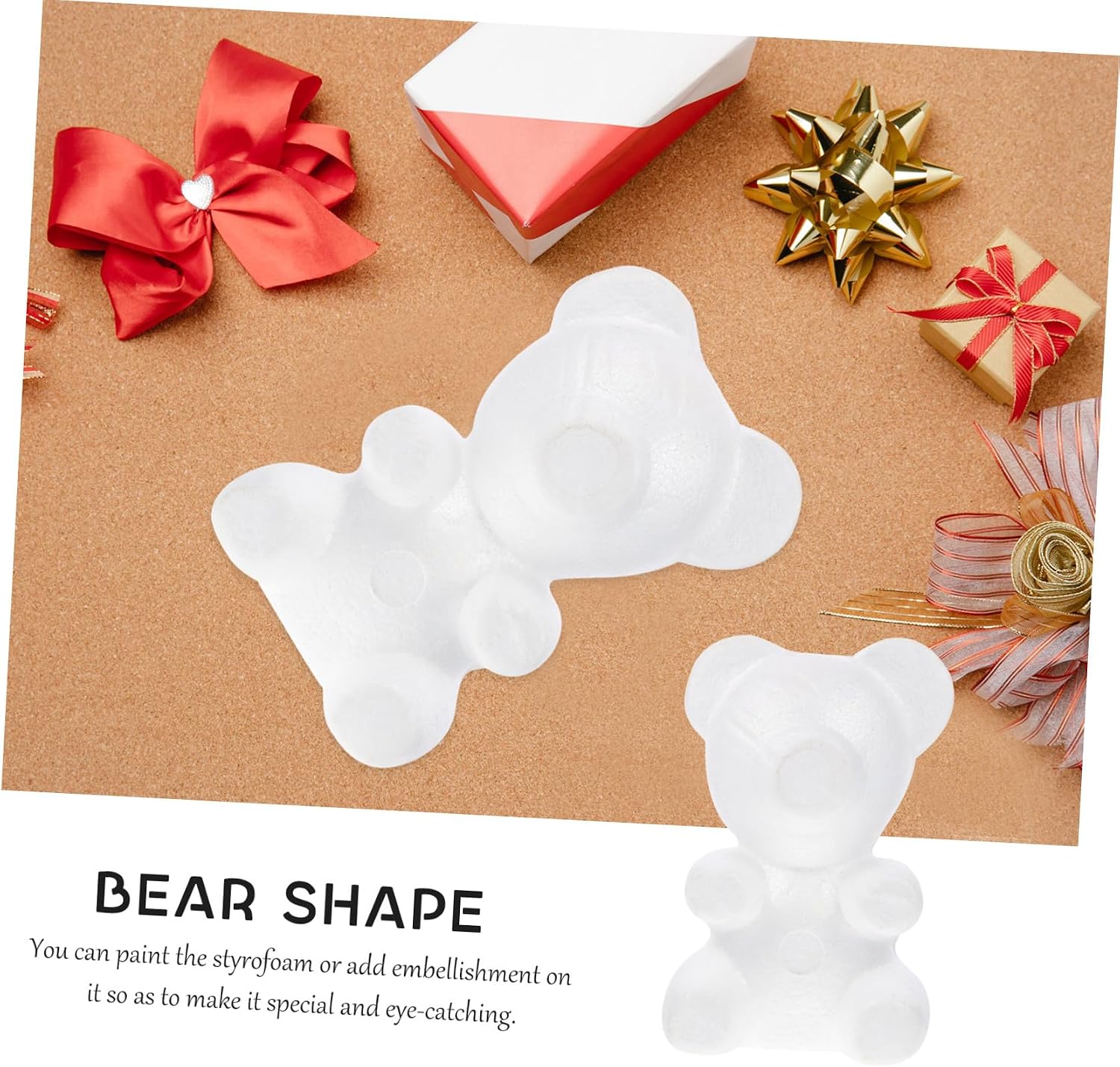 White Foam Bear Mold, 13x12x20 cm Polystyrene Flower Arrangement Craft Form for DIY Rose Decor, Wedding & Christmas Party, Floral Bear Shape for Crafting, Painting & Gifting