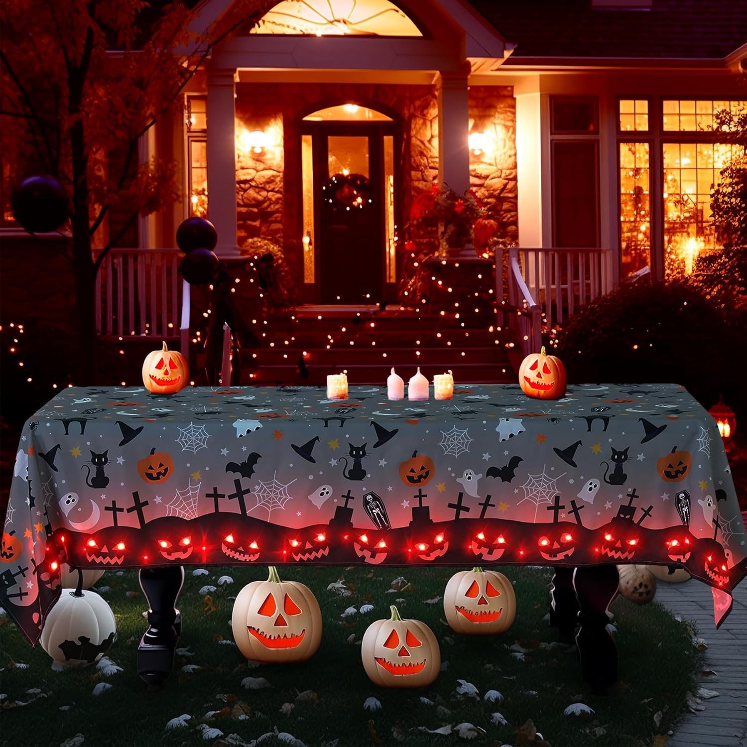 Besutolife Halloween Tablecloth Light Up Rectangle