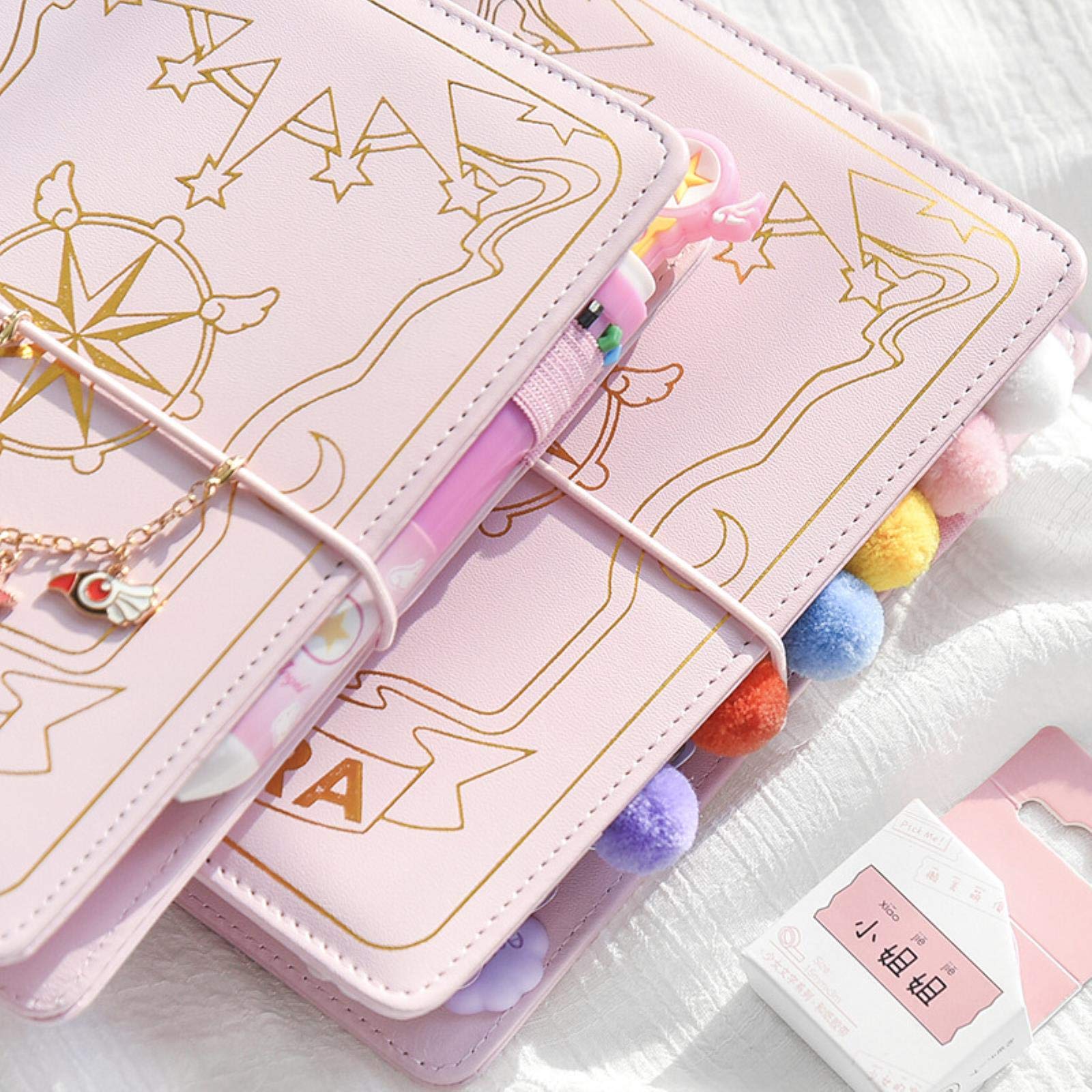 Süßes rosa Sakura Anime Lose-Blatt Tagebuch Notizbuch bunte Seiten Spirale 6 Löcher Binder Notizbuch Journals Planer Schreibwaren Set