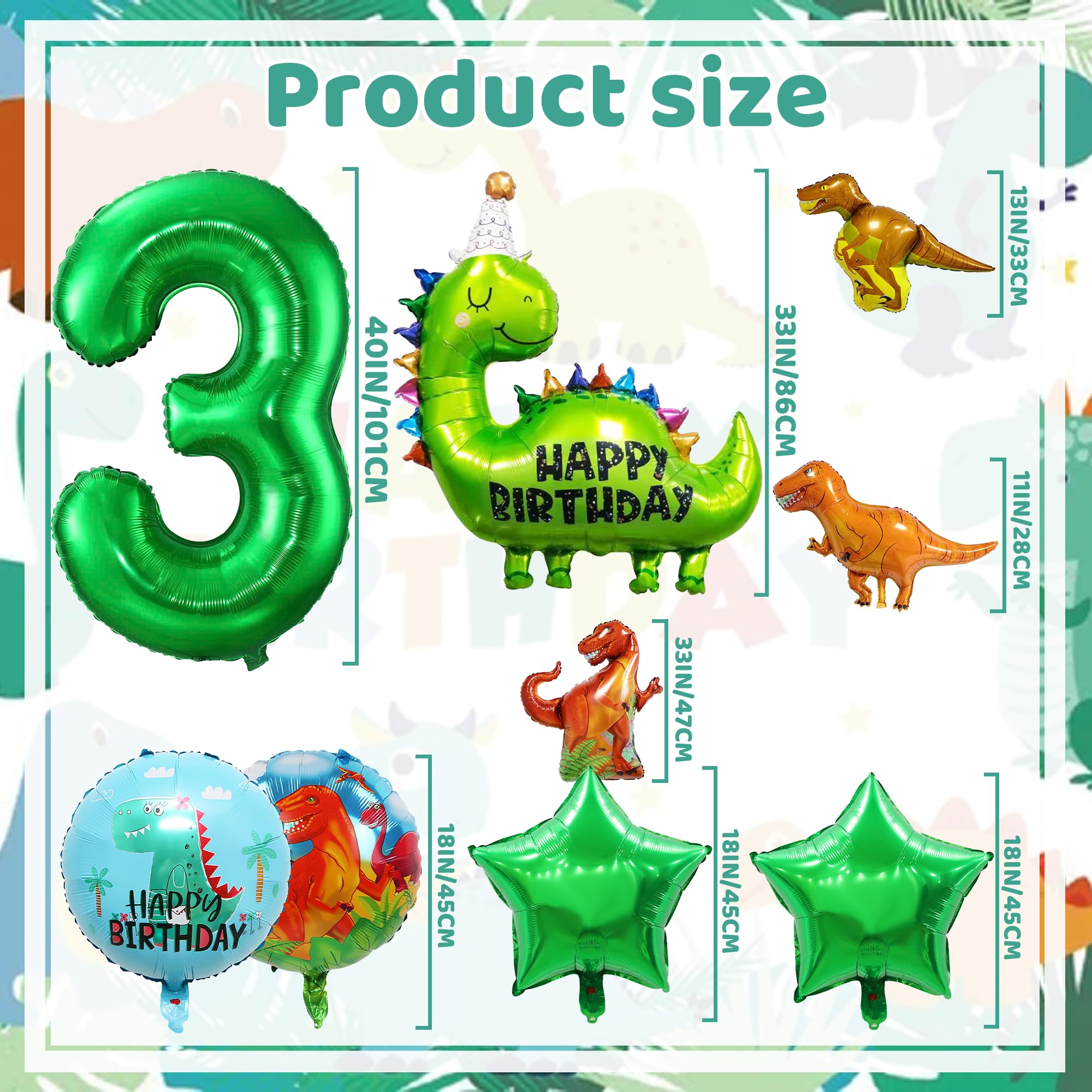 Dinosaurier Geburtstag Deko für Jungen - 17 teiliges Dschungel Partyballon-Set inkl. Pentagramm, Dinosaurier Folienballon, Geburtstagsparty Artikel für