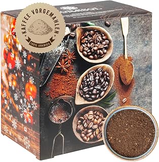 Corasol Premium Flavoured Coffee Kaffee-Adventskalender 2025 mit 24 aromatisierten Kaffee-Kreationen, gemahlen für Genießer (240 g)
