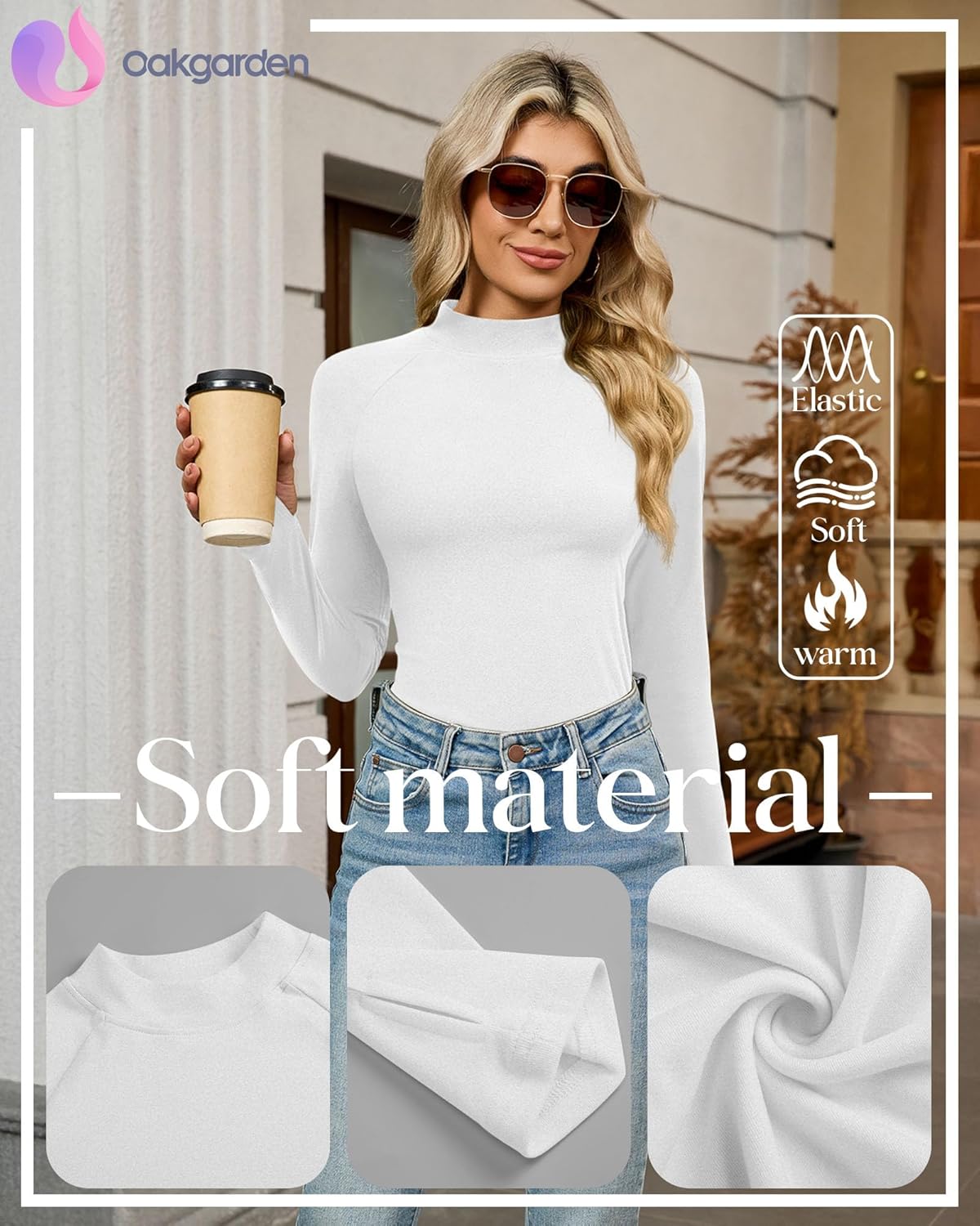 4 Pack Women's Mock Turtleneck Tops Long Sleeve Shirts Basic Thermal Underwear with Thumb Hole Winter Pullover Top