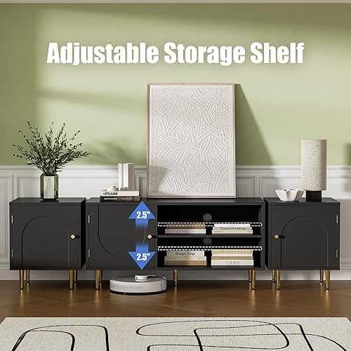 Miniatura 3 de Moderno soporte de TV para TV de 50607080 pulgadas, soporte de TV combinado para TV de más de 75 pulgadas, centro de entretenimiento para TV de