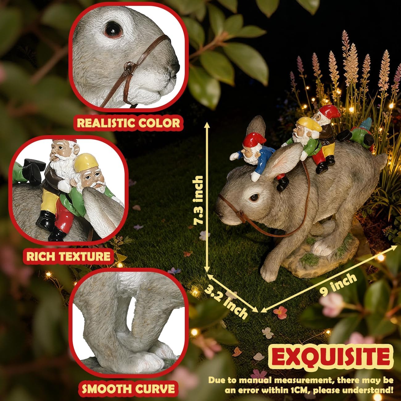 Sunthus Garden Gnomes Decorations for Yard Bunny Statue Funny Outdoor Decor Rabbit - Image 5