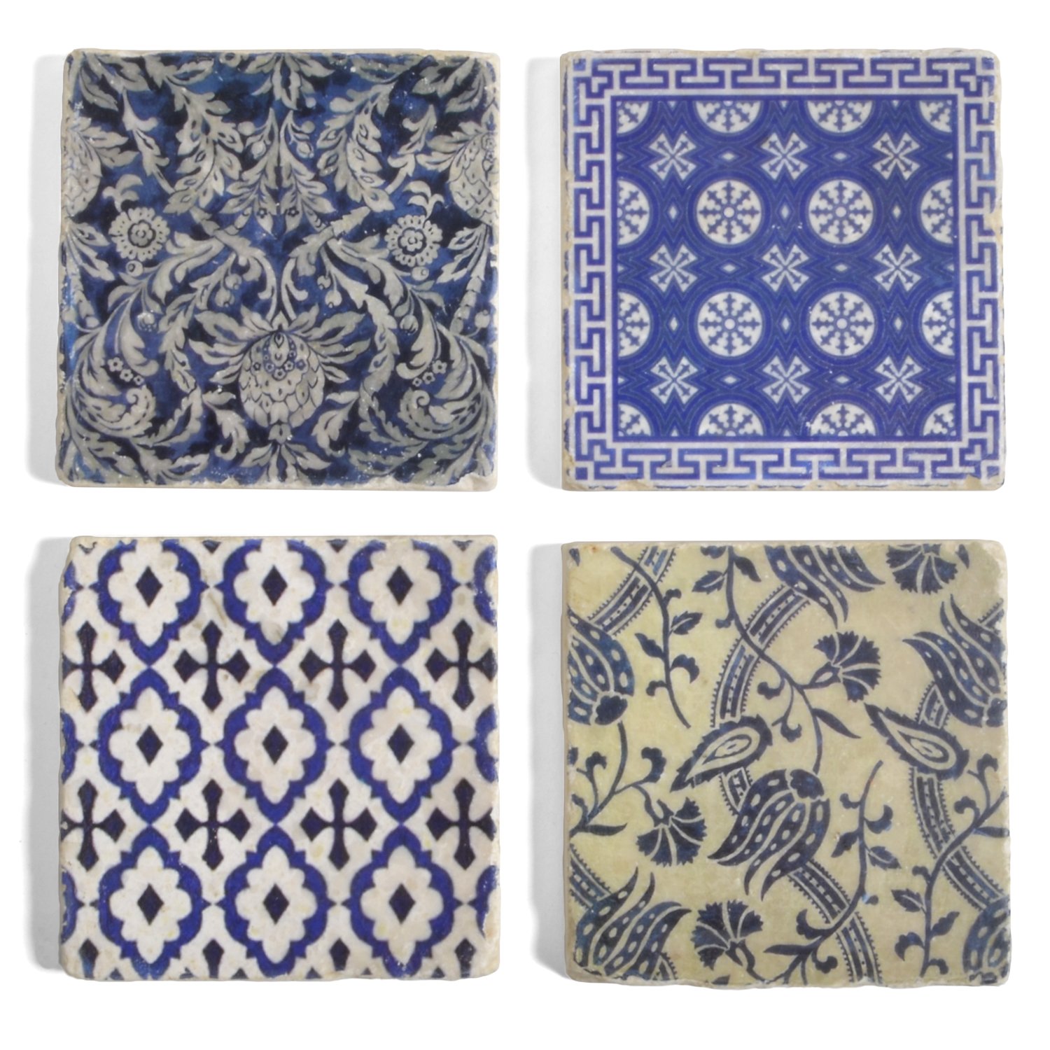 Indigo Marble Coasters, Set of 4