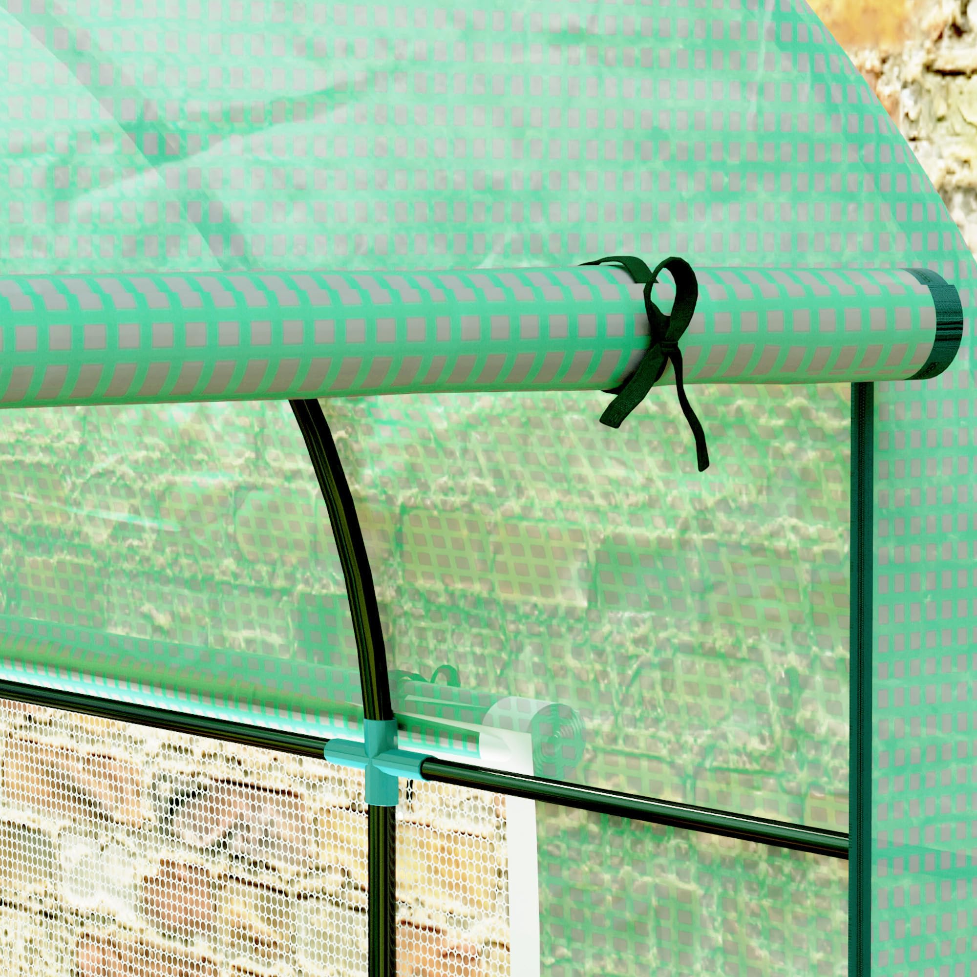 Outsunny Serra da Giardino a Tunnel 3x2x2 m con Porte e Finestre Avvolgibili, Serra per Orto con Struttura in Acciaio e Copertura PE, per Orto Verdure Fiori Frutta, Anti UV, Verde