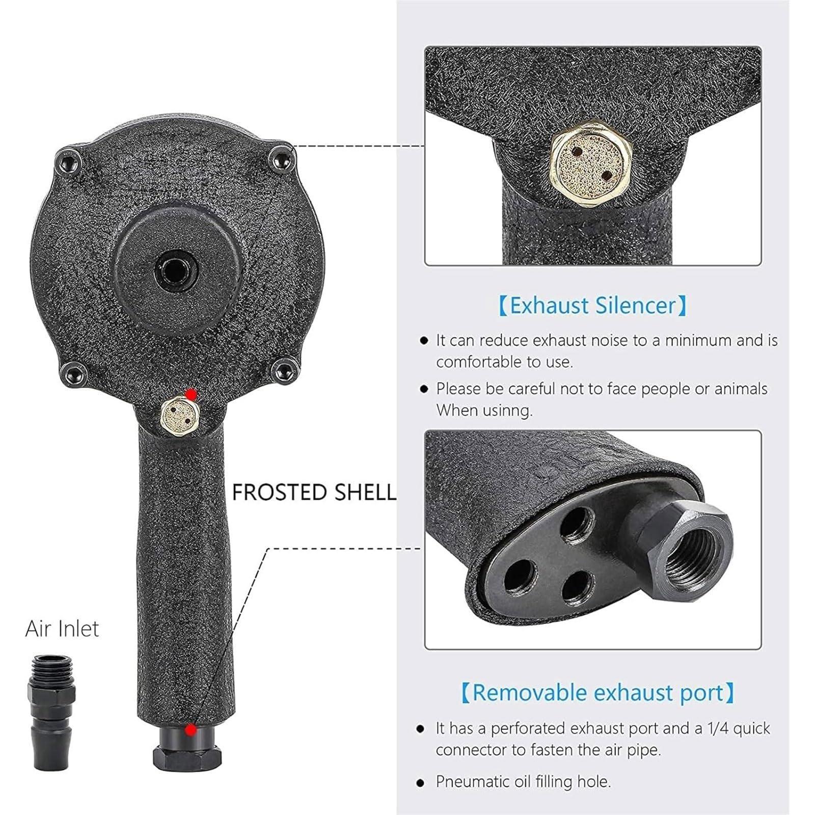 Industrieller Luftlochstanzer, pneumatischer Lochöffner | Hochleistungs-Pneumatik-Metallstanzpistole mit 360°-Drehung for Aluminiumplatten(12mm)