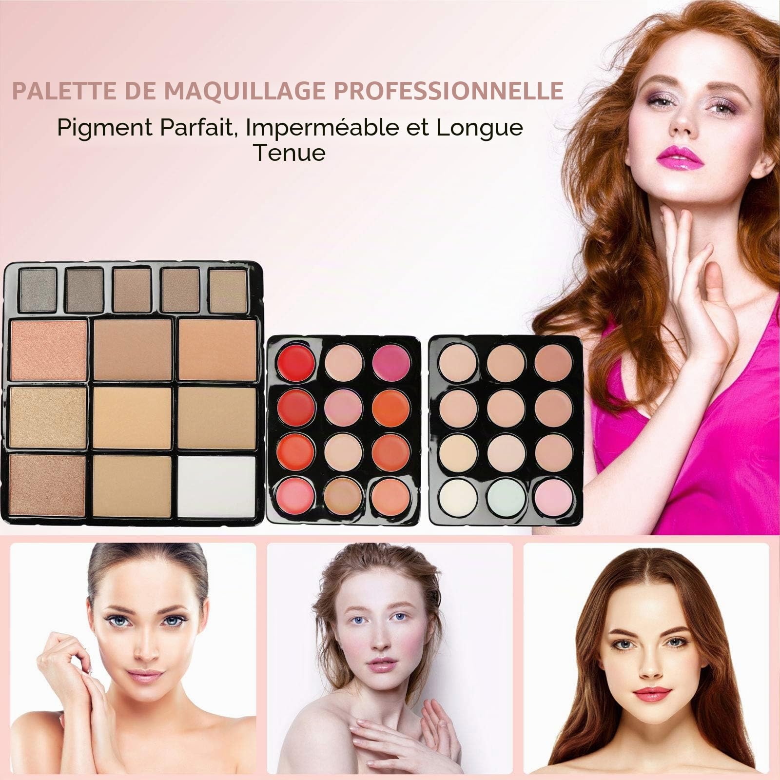 Palette Fard À Paupière Maquillage Yeux, 35 Couleurs Kit Maquillage Femme, Palette de Maquillage Femme, Coffret Maquillage avec Rouge à Lèvre, Pinceaux, Bâton Contour, Correcteur, Fard à Joues