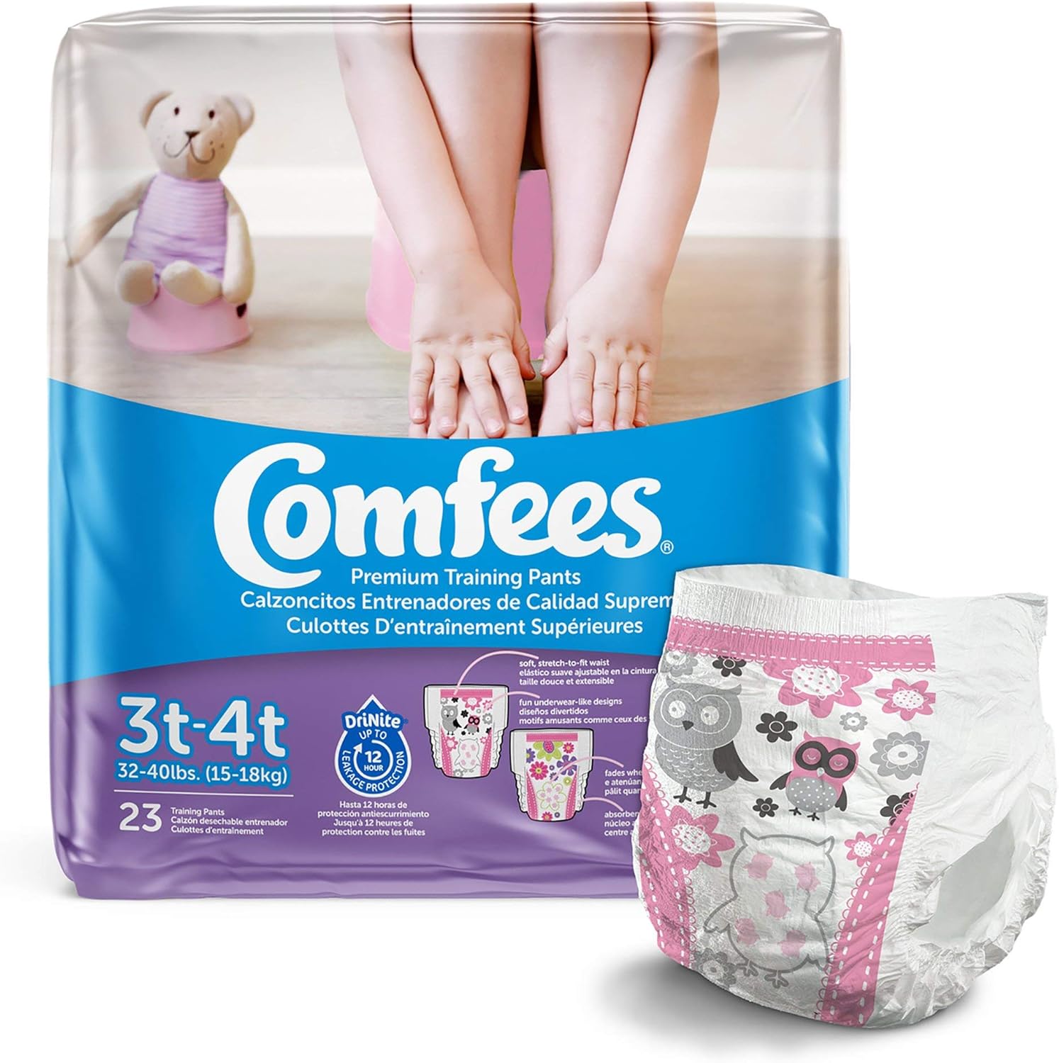 Comfees Girl Training Pants - 3T-4T, 23 Count (Pack of 6)