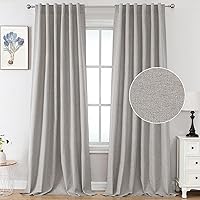 Vista 1 de FantasDecor Cortinas texturizadas de lino de 84 pulgadas de largo, cortinas para sala de estar, con pestaña trasera, bolsillo para barra, reducción