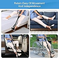 Vista 2 de Correa rígida de 39 pulgadas para levantar piernas con bucles acolchados para manos y pies, kit de recuperación para cirugía de reemplazo de cadera