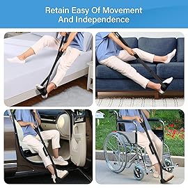 35 Inches Long Rigid Leg Lifter with Padded Loops for Hands and Feet,Leg Lifter Strap Hip&Knee Replacement Surgery Recovery Kit,Foot Lifter Easily Get in and Out of Bed,Car,Wheelchair