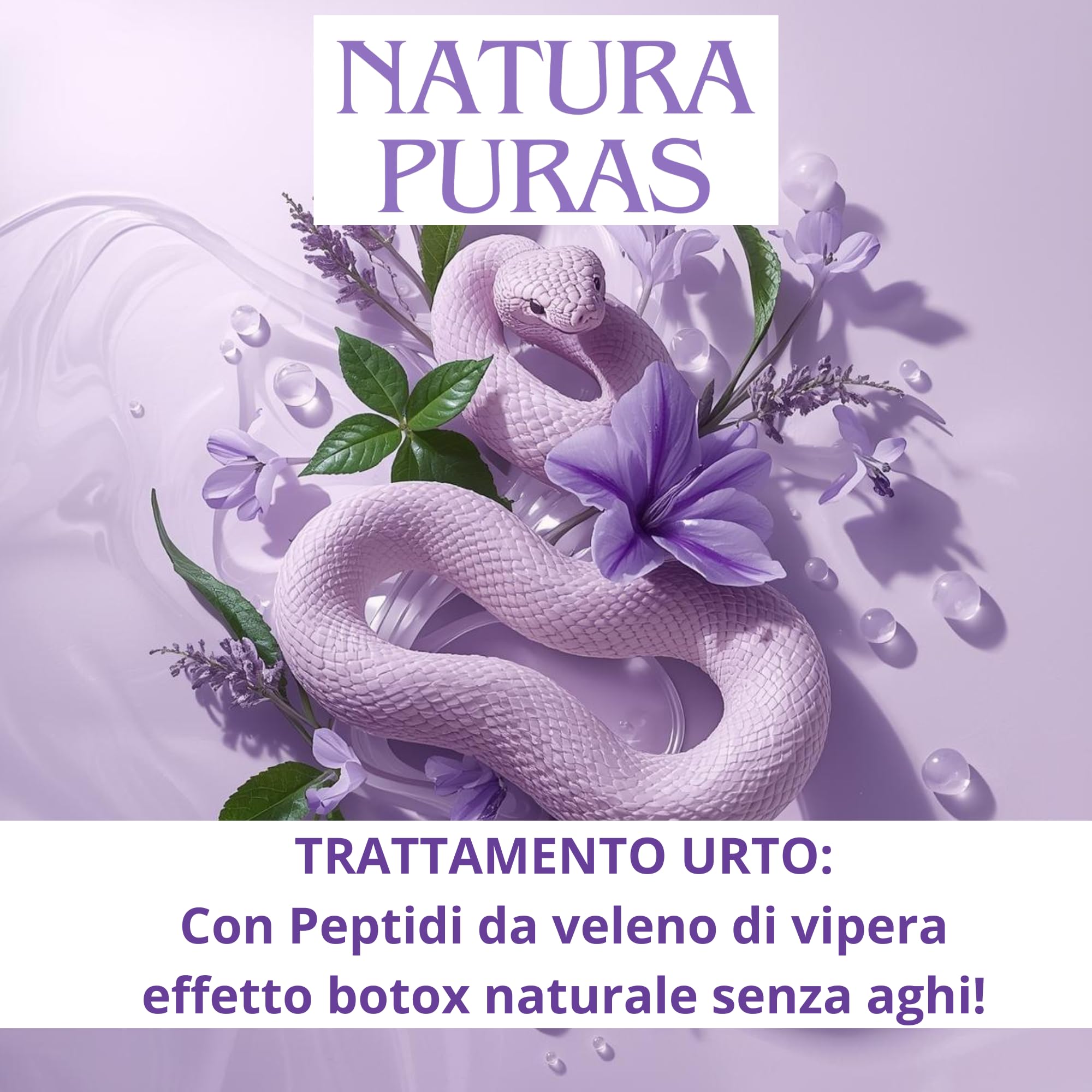Siero Viso Antirughe Veleno di Vipera 30ml NaturaPuras | Acido Ialuronico Triplo, Vitamina C, Effetto Botox Lifting Istantaneo, Peptidi Biomimetici, Made in Italy