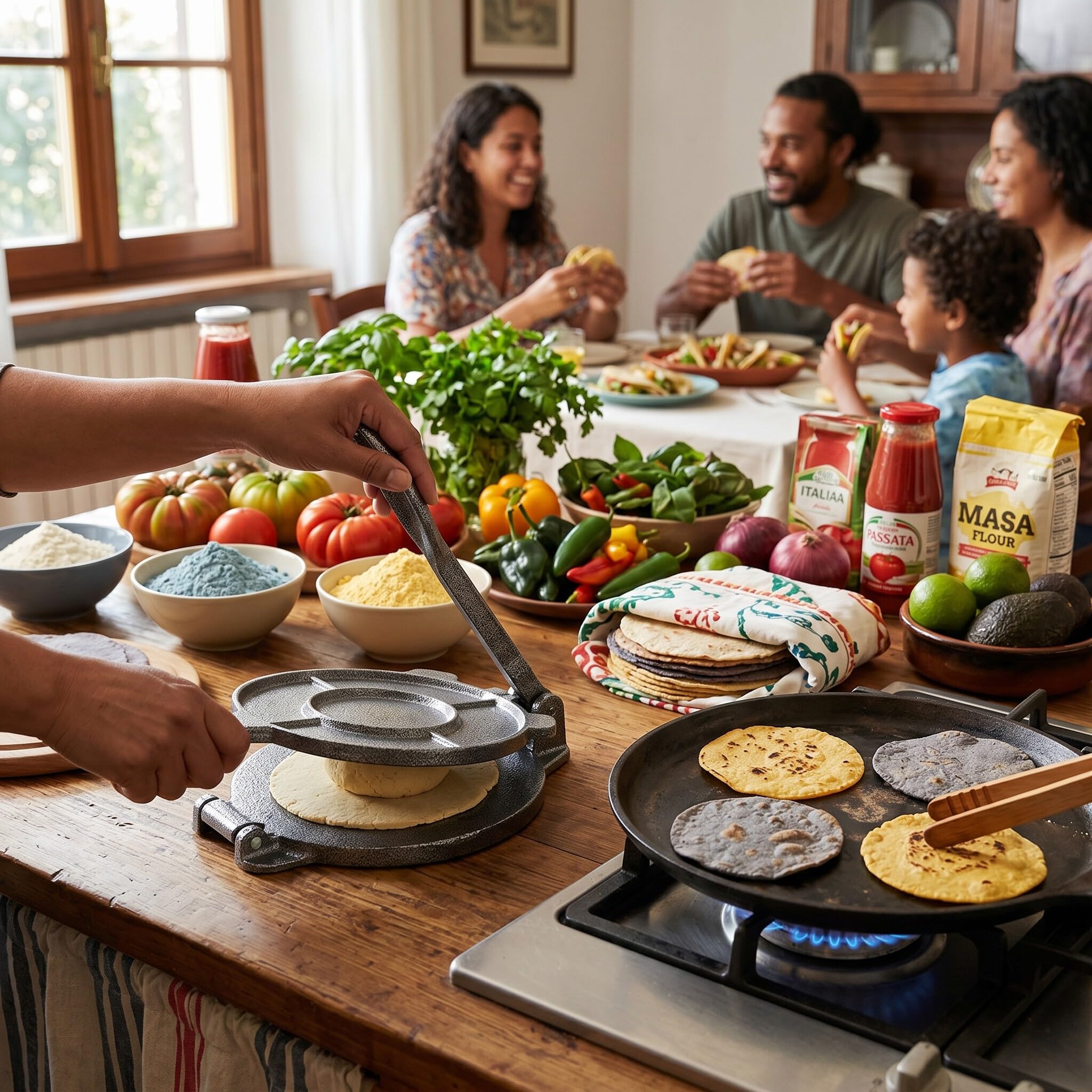 Prensa de Tortilla de Hierro Fundido, Máquina para Hacer Tortillas de Maíz, Patacones, Quesadillas y Roti