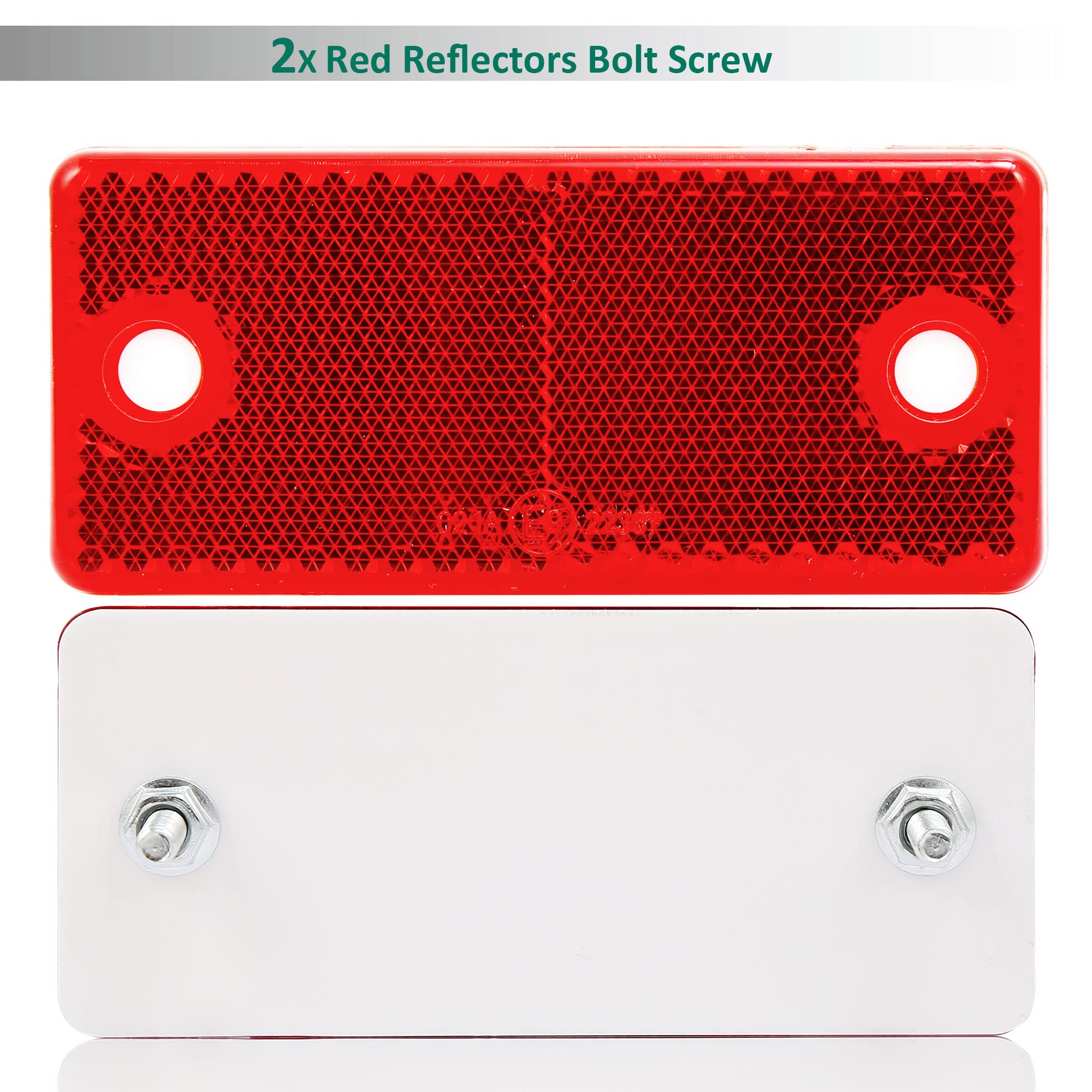Riflettore Rettangolari Avvitare Rosso per Rimorchio, Catarifrangente Rettangolare Rosso Posteriore per Auto Rimorchio Caravan con E-Mark, 90x40x8mm（Rosso-Rettangolari-Avvitare-2Pezzi） - 3