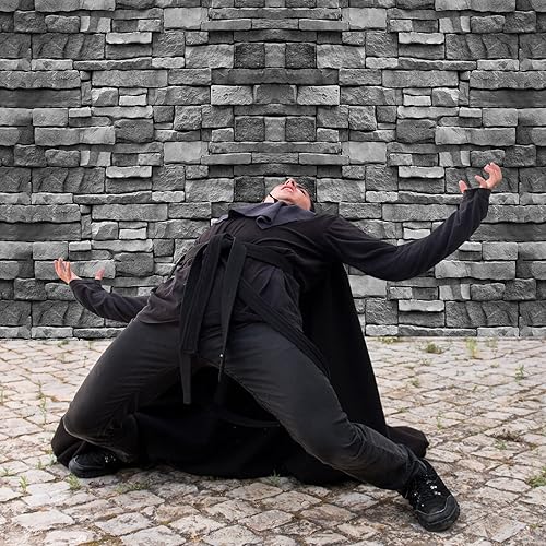 Miniatura 4 de TaoBary Alfombra larga de ladrillo para suelo de ladrillo para Halloween, mago, cosplay, fiesta, decoración de princesa (color piedra de ladrillo