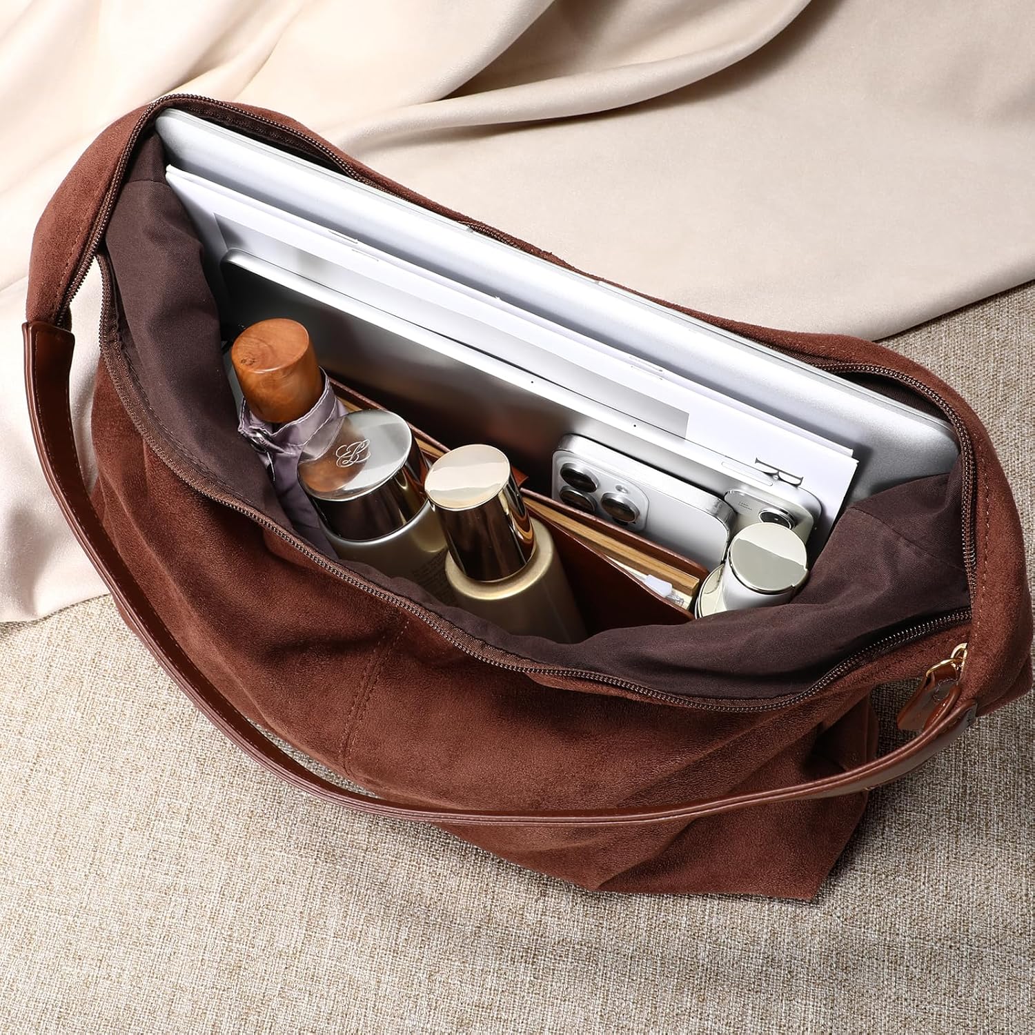 Suede Shoulder Bag for Women Suede Purse Boho Bags Slouchy Tote Bag Satchels Trendy Crescent Crossbody Bag Handbag - Image 5