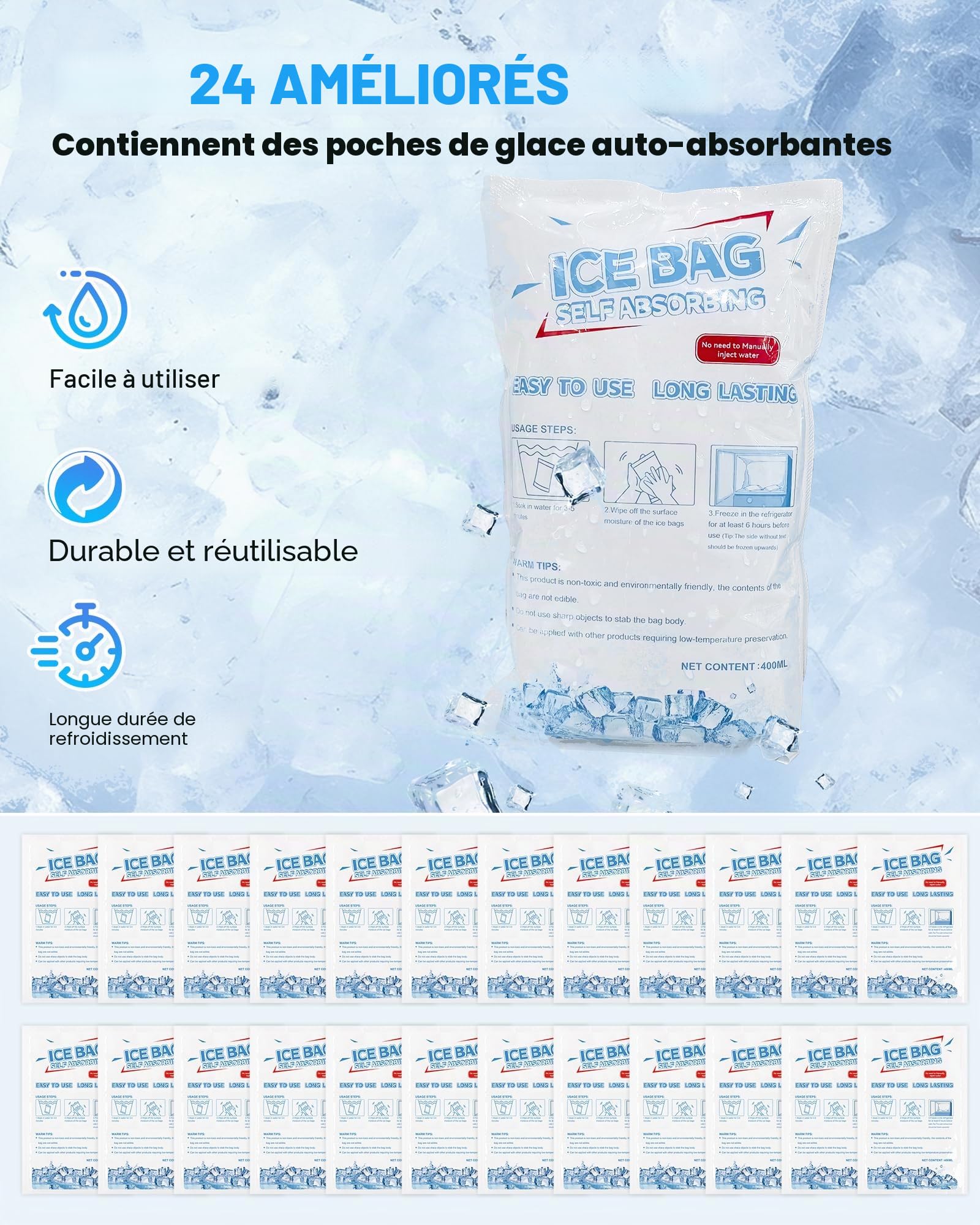FERNIDA Gilet rafraîchissant, gilet de glace avec 24 poches de glace, pour hommes et femmes, sans manches en nylon, vêtements frais et respirants pour l'été, plein air, temps chaud, chasse, travail