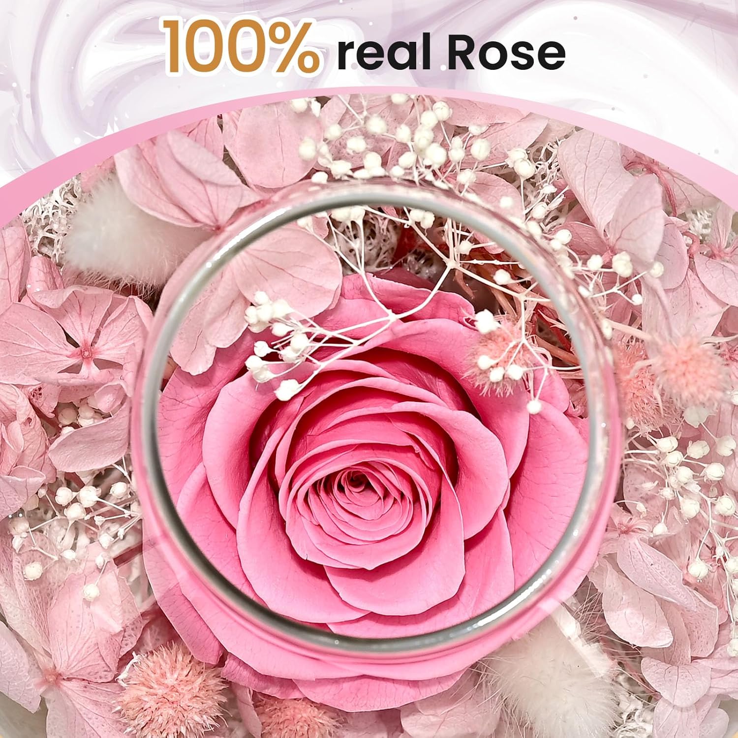 Birthday Gifts for Women,Eternal Preserved Real Rose with Scented Candle (Bergamot9Pcs+Rose9Pcs),Preserved Rose in Glass Dome, Christmas Valentine Mothers Day Gifts for Her Mom Girlfriend,Home Decor - Image 8