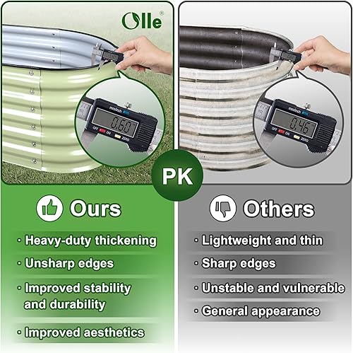 Miniatura 7 de Olle Camas de jardín elevadas modulares galvanizadas de 4 estilos para exteriores, instalación fácil y rápida, 17 pulgadas de alto, macetas de metal