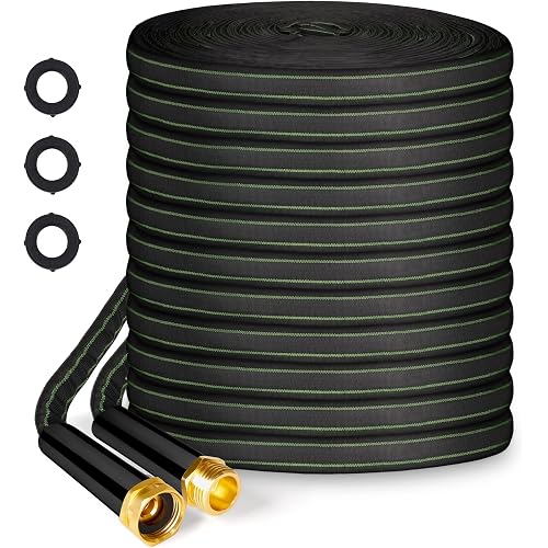Garden Hose 25ft Flexible Water Hose Non-Expandable High Pressure Kink-Free Leakproof Durable Portable Lightweight Outdoor Yard Lawn Black Fabric Watering Hose with 3/4" Aluminum Fittings