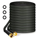 Garden Hose 50ft Flexible Water Hose Non-Expandable High Pressure Kink-Free Leakproof Durable Portable Lightweight Outdoor Yard Lawn Black Fabric Watering Hose with 3/4 Aluminum Fittings