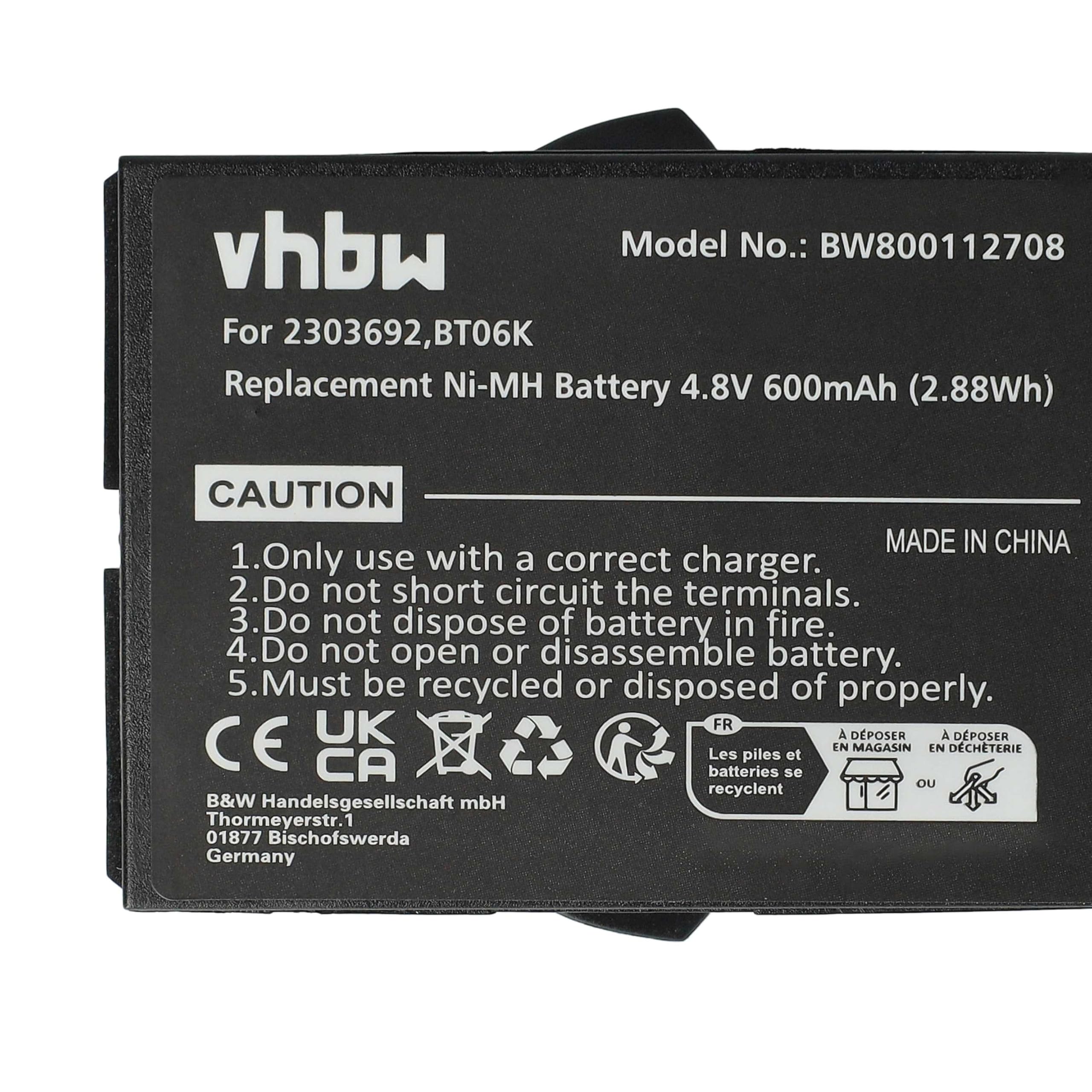 Danfoss BT06K batteria sostituisce radiocomando industriale 600mAh 4,8V NiMH nero