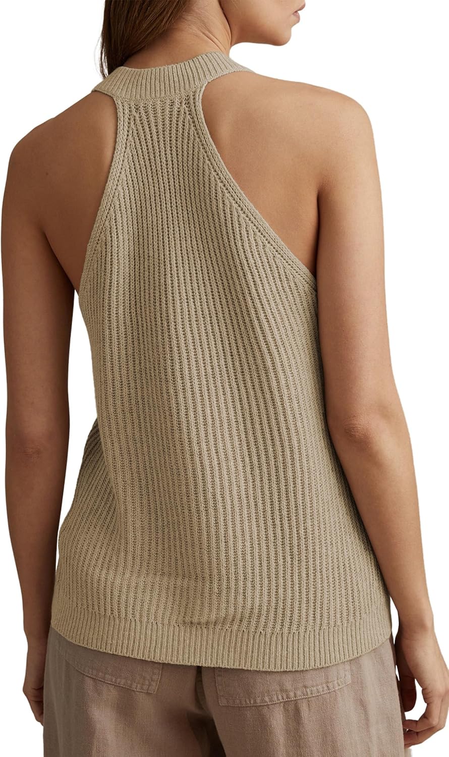 Womens Button-Front Sweater Vest Top V Neck Sleeveless Knit Tank Fitted Halter Raceback Cardigan Vest - Image 2