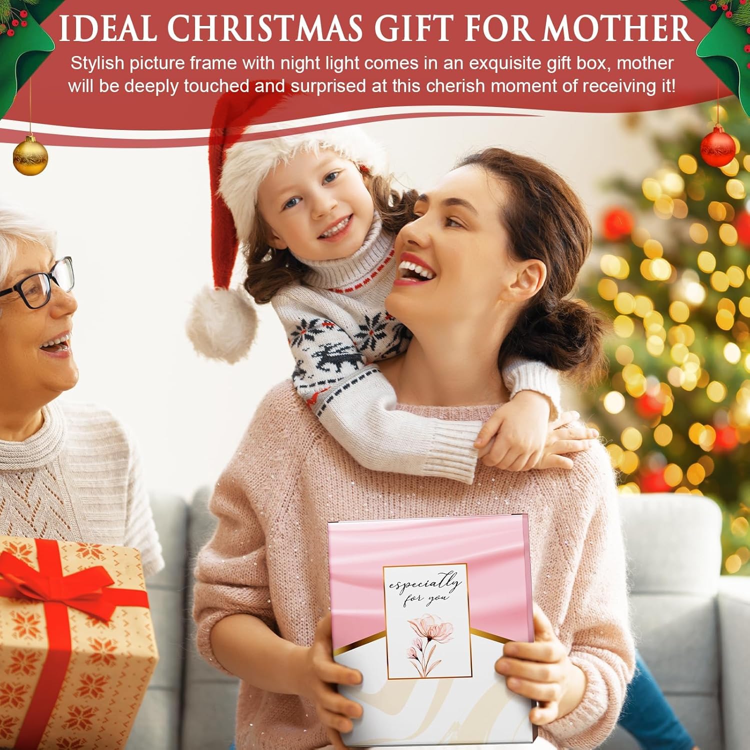 Mom Gifts from Daughters Son Unique Christmas Gifts for Mom, Engraved Night Light with Mommy Picture Frame 5x7 Solid Wood, Mother-in-Law Gift from Daughter-in-Law, Birthday New Mama Gift for Women - Image 3