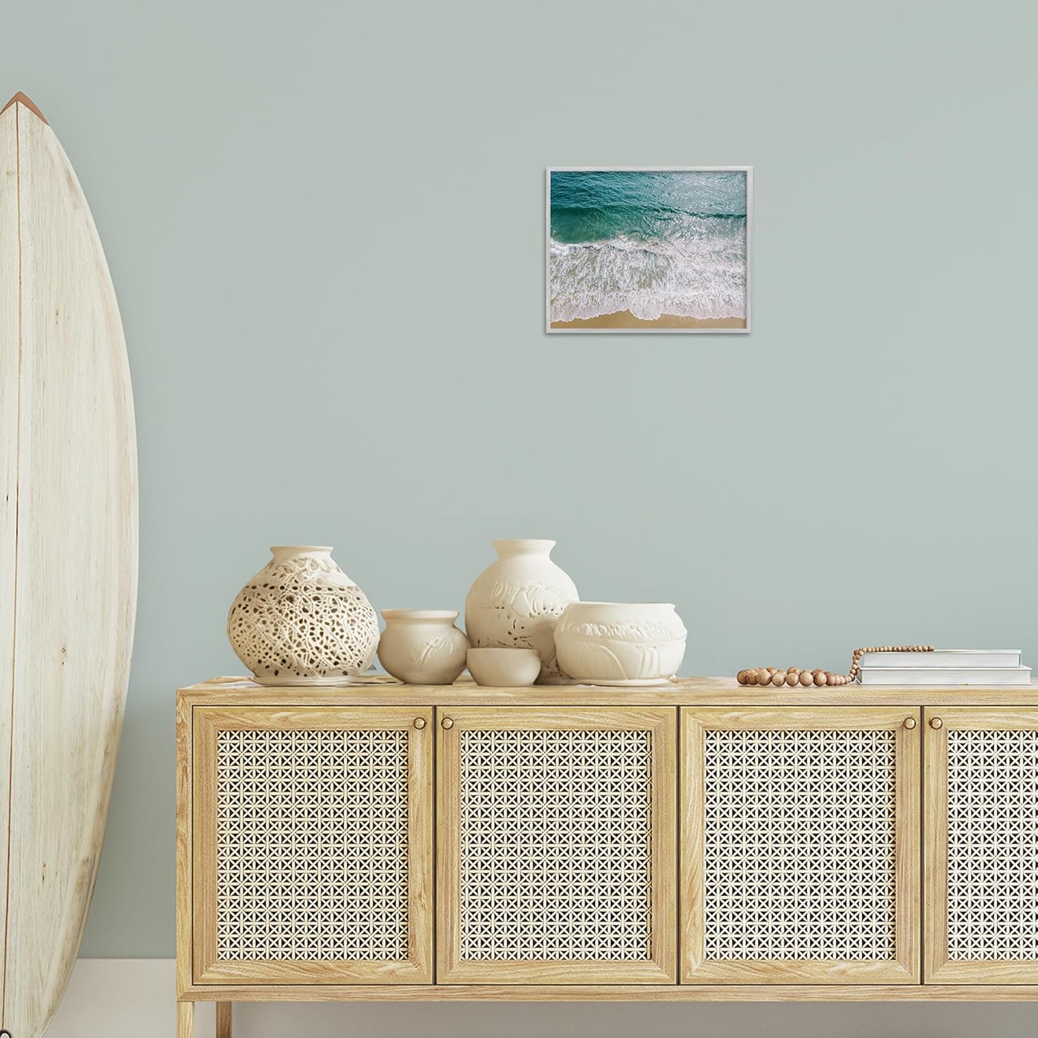 Stupell Industries Coastal Sea Waves Framed Giclee Art Design by Justine Milton