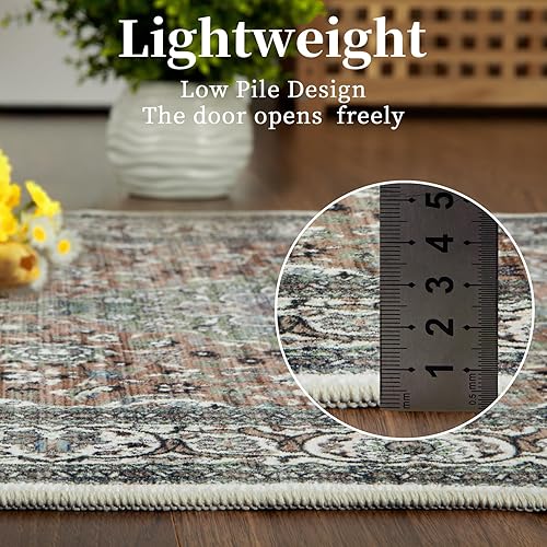 Miniatura 2 de FairOnly Alfombras bohemias de 2 x 3 pulgadas, lavables, para entrada, interiores, antideslizantes, para puerta delantera, alfombras de medallón