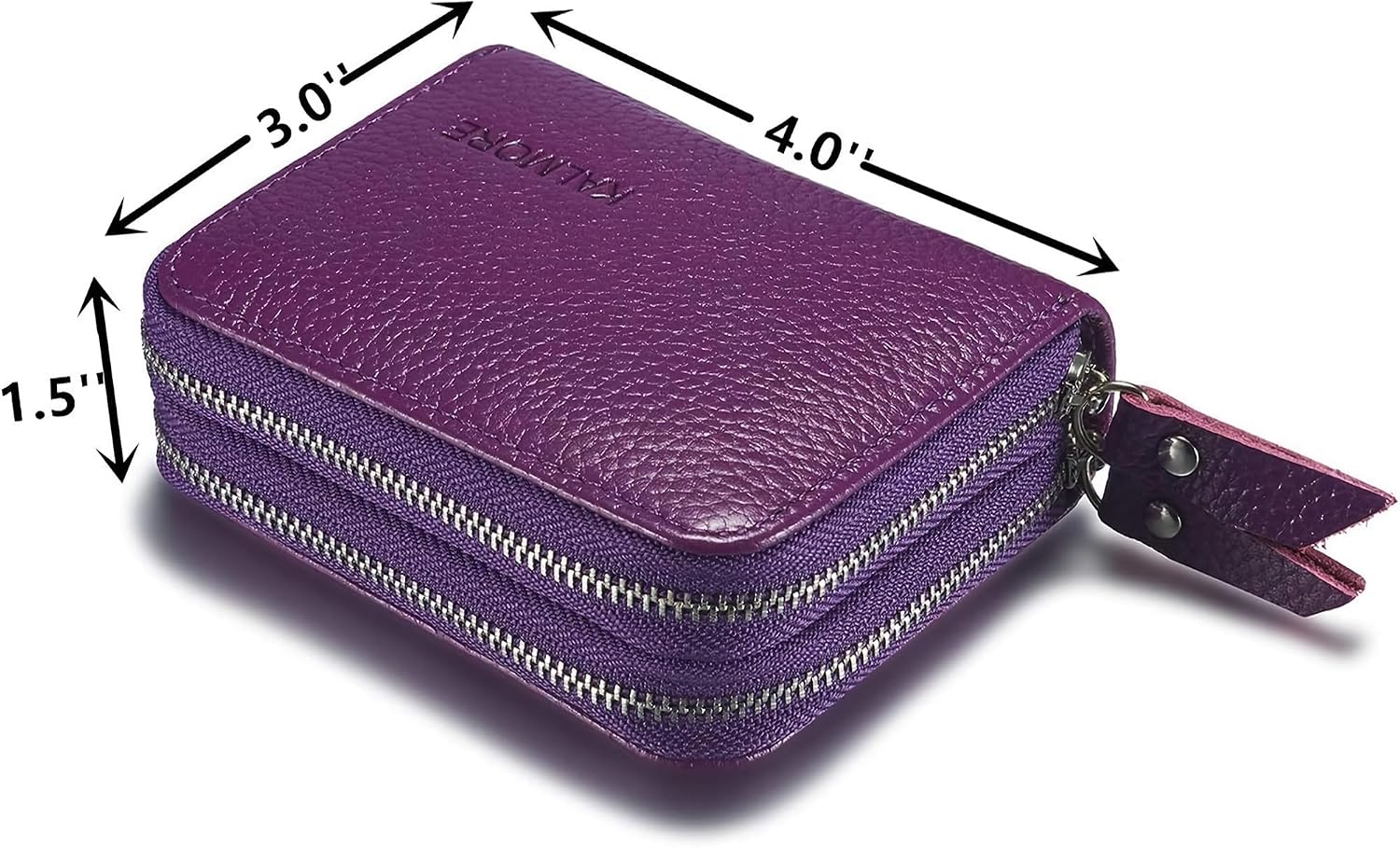 KALMORE Women's Genuine Leather RFID Secure Spacious Cute Zipper Card Wallet Small Purse