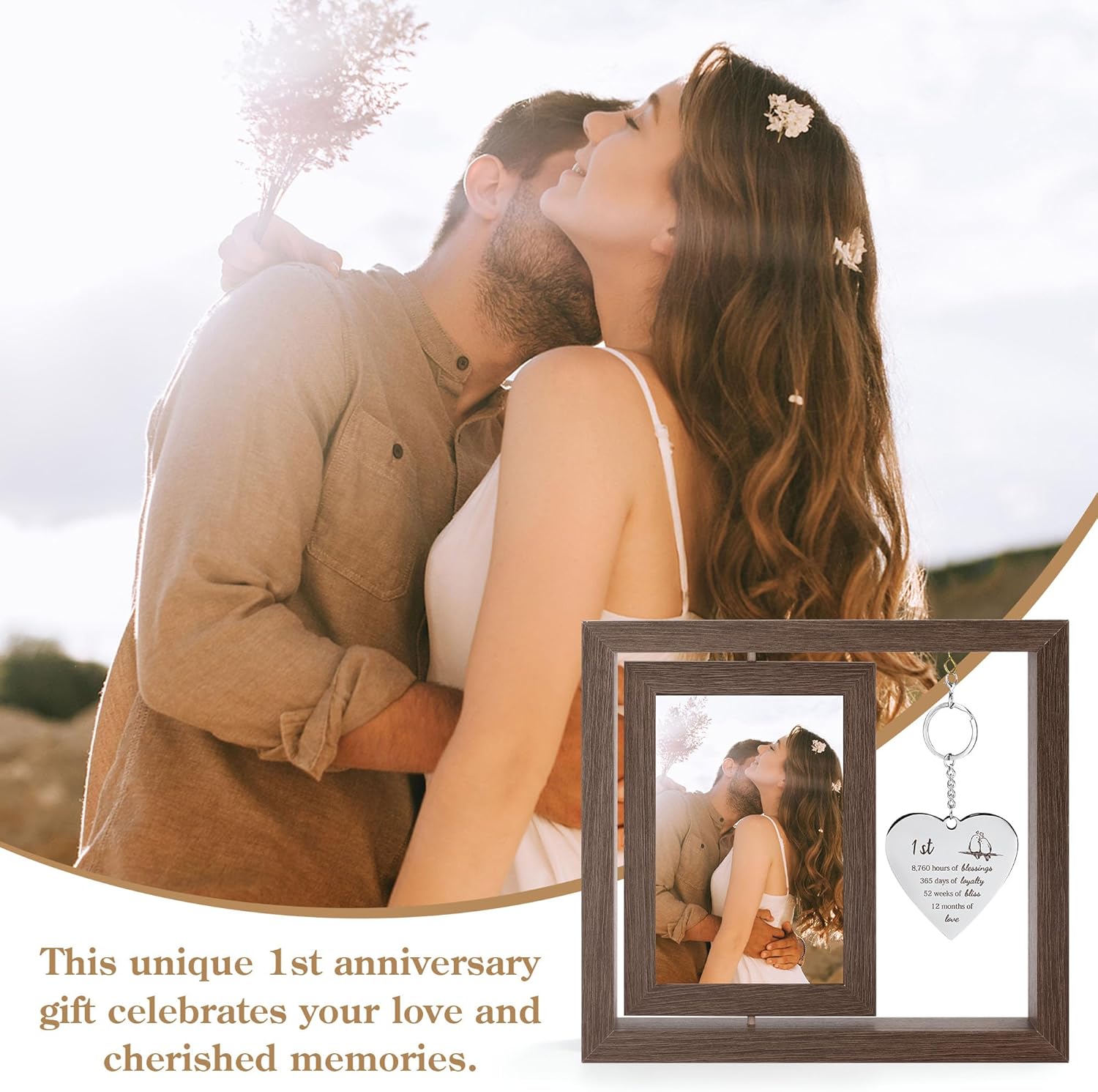 1 YearAnniversary Picture Frame Gifts for Couple 1 Year Anniversary Paper Gifts for Girlfriend One Year Anniversary Picture Frame for Wife Happy 1 Year Anniversary Decorations Gift for Couple - Image 3