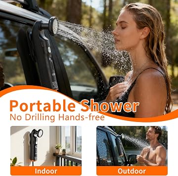 Portable Bidet & Shower for Travel, JUTIMER 2.5L&1600mAh Rechargeable Camping Shower, 2 Showerheads Bidet Sprayer, 2 Modes Waterproof Handheld Bidet, Outdoor Shower Kit for Hiking, Travel