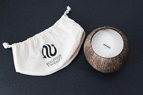 Miniatura 9 de Eco Four Twenty Vela de coco natural en un coco real. Mezcla de coco natural y cera de soja, quema más de 40 horas (lavanda lujosa)