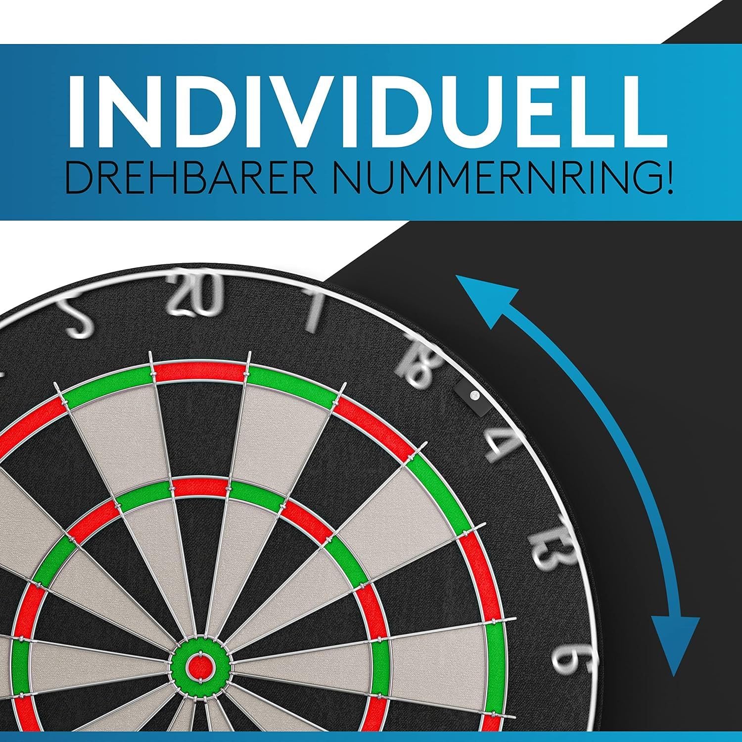 DartPro - DAS ORIGINAL - Dartscheibe mit Pfeilen - Profi Steeldartscheibe aus hochwertigstem Sisal - Dartboard inkl. Montageset - Dart Scheibe mit 6 Gratis Dartpfeilen
