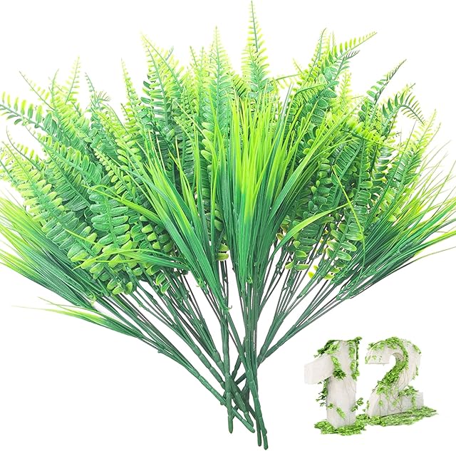 doesnotapply GZLFH 12 Bunches Realistic Artificial Grass Plants, Plastic Fern Fake Plant Persian Grass And Artificial Wheat Grass for Indoor Outdoor Home Garden Decoration