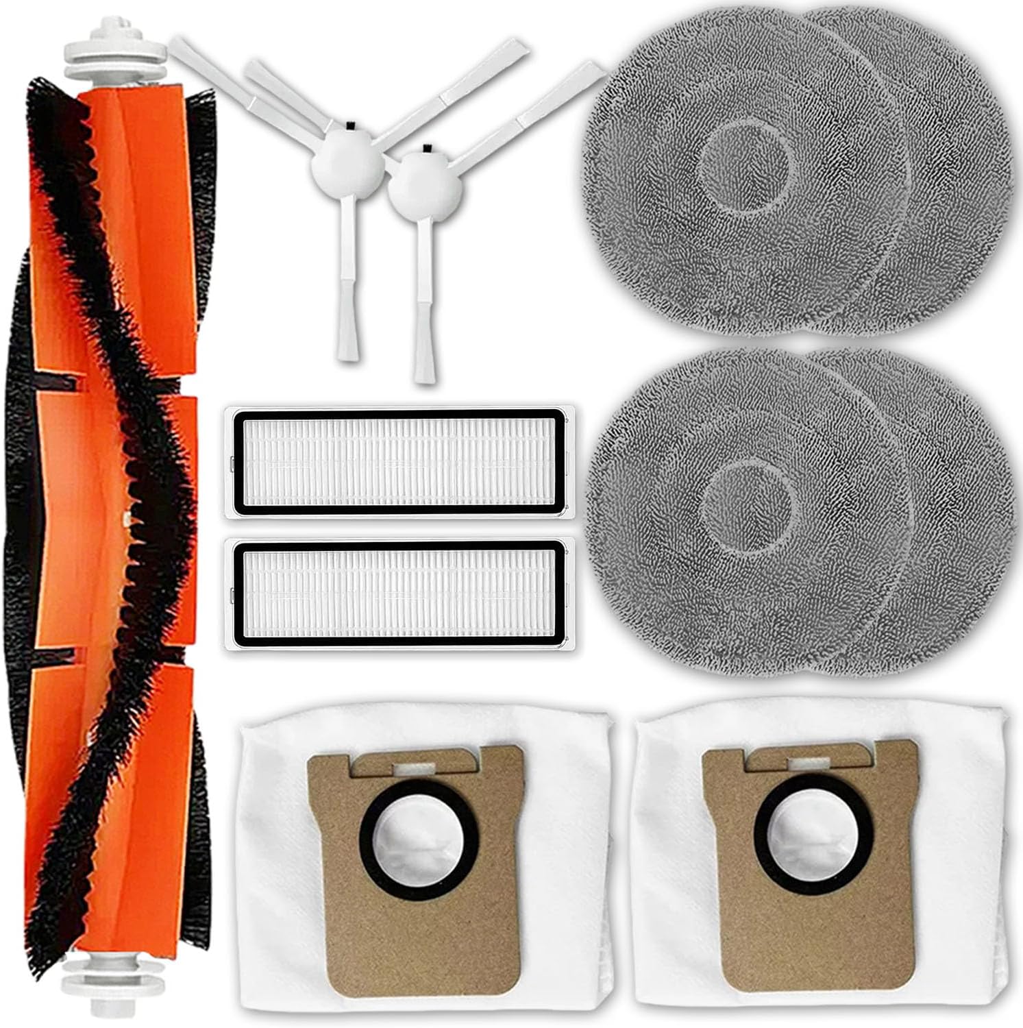 Replacement Kit Accessories Compatible with Xiaomi Robot Vacuum X20 Max,X20 Pro,X20 Plus,X20+,X10 Plus Parts Main brush Side brush Dust bag HEPA Filter Mop cloth
