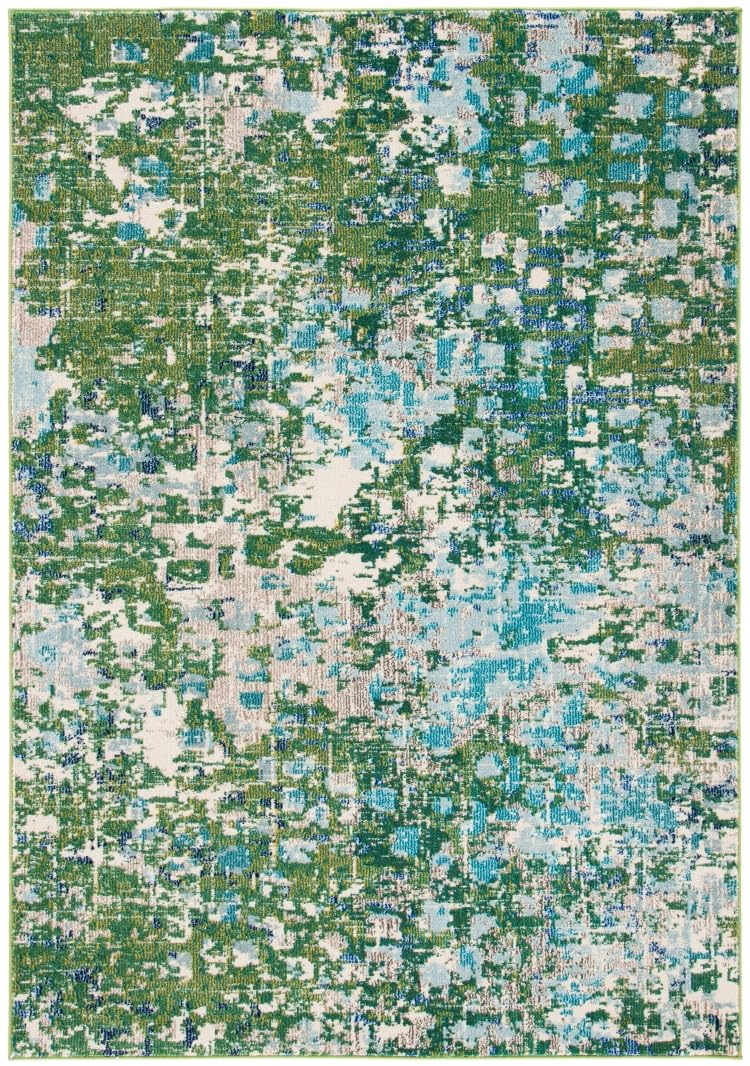 Safavieh Boho Rug for Living Room Dining Room, Bedroom - Madison Collection, Short Pile, in Green and Turquoise, 122 X 183 cm