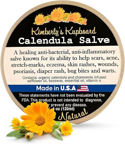 Kimberlys Kupboard Caléndula Super Salve 3.8 fl oz3.8oz Piel seca calmante natural y eficaz bálsamo herbario Multiusos picaduras de insectos,