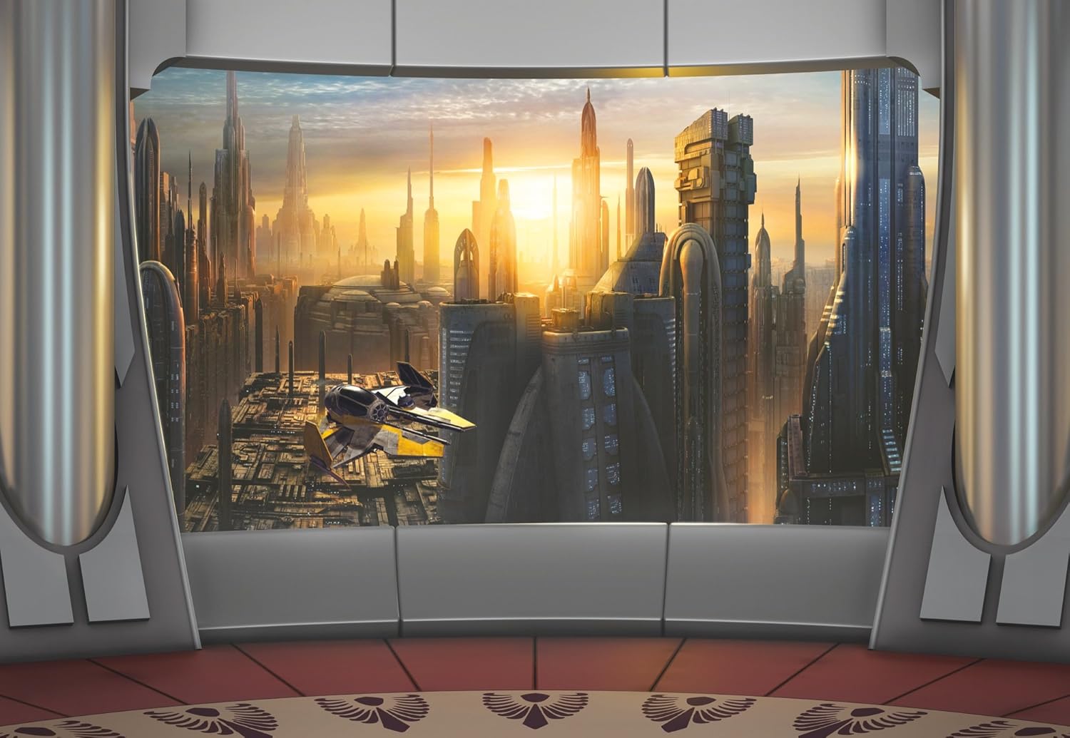 Komar Star Wars Coruscant View Wallpaper Mural, Vinyl, Multi-Colour, 368 x 0.2 x 254 cm