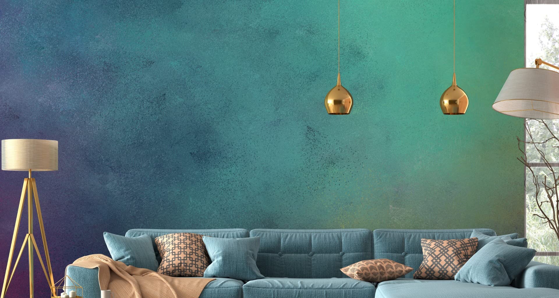 Muralo Fototapete Vlies Blauer Türkis Ombre, Hintergrund, XXL - 460x300 cm