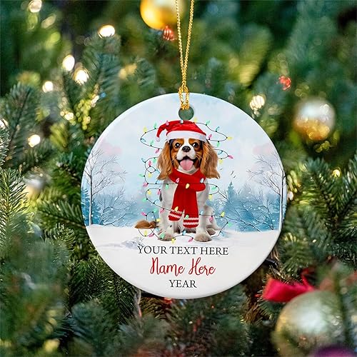 Vista 35 de Rottweiler - Adorno de cerámica personalizado para perro de Papá Noel, nombre y texto personalizados para mascotas, feliz para los amantes