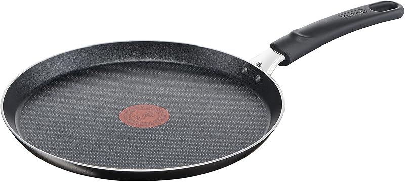 Tefal B55509 Easy Cook and Clean Crepe Pan 25 cm | Non-Stick Coating | Safe | Thermal Signal | Stable Base | Ideal Shape | Healthy Cooking | Black | Titanium Non Stick Pancake Pan for Golden Pancakes - Thermal Signal Thermo-Signal - Gas and Hob Compatible