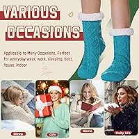 Vista 6 de DoSmart - Calcetines térmicos de invierno para mujer, felpa, cálidos, diseño de copo de nieve